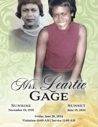 Mrs. Leartic Gage Obituary