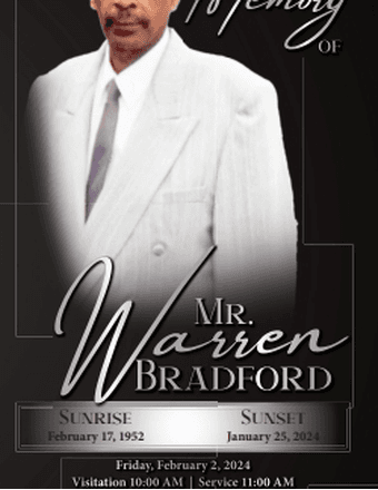 Warren D Bradford Obituary
